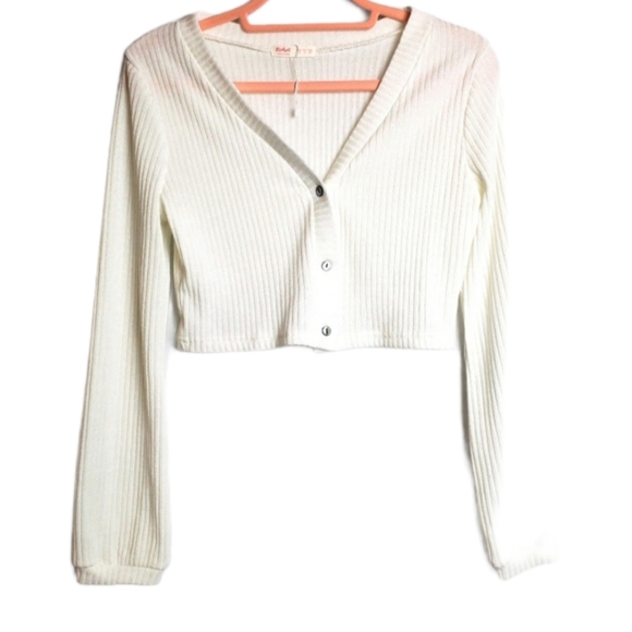 Romwe Cropped Balloon Sleeve Ribbed Top